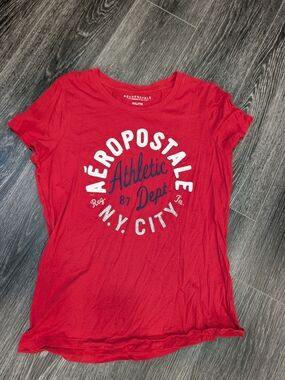 Aeropostale Red Short-Sleeve Graphic Tee with White & Navy Print